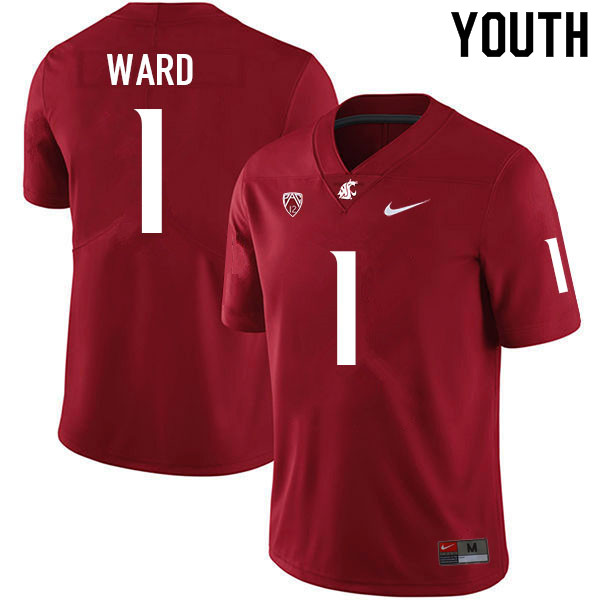 Youth #1 Cameron Ward Washington State Cougars College Football Jerseys Sale-Crimson